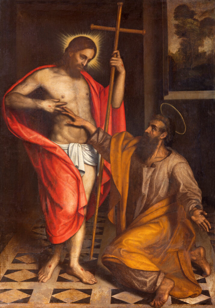 Depositphotos_443619000_XL The painting The Doubt of St. Thomas in church Chiesa di San Faustino e Giovita by unknown artist of 16. cent. Illustration by sedmak