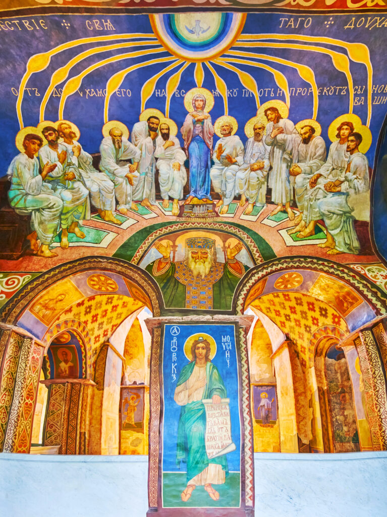 Depositphotos_480511274_LKYIV, UKRAINE - MAY 18, 2021 The famous frescoes by Mikhail Vrubel decorate the choir of St Cyril Church, on May 18 in Kyiv — Photo by efesenko