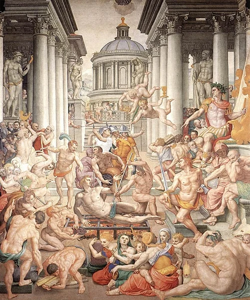 500px-Bronzino_Martyrdom_of_St_Lawrence Bronzino, Public domain, via Wikimedia Commons